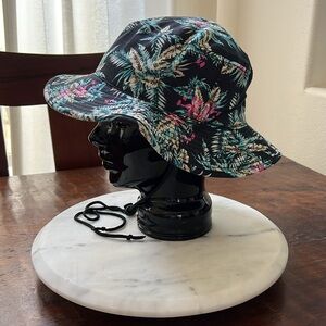 LIDS Unisex Black Multicolor Floral Tropical Print Cotton Blend Bucket Hat L/XL